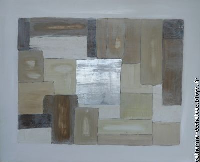 "composition n1" huile et feuille d'argent, 2008.
